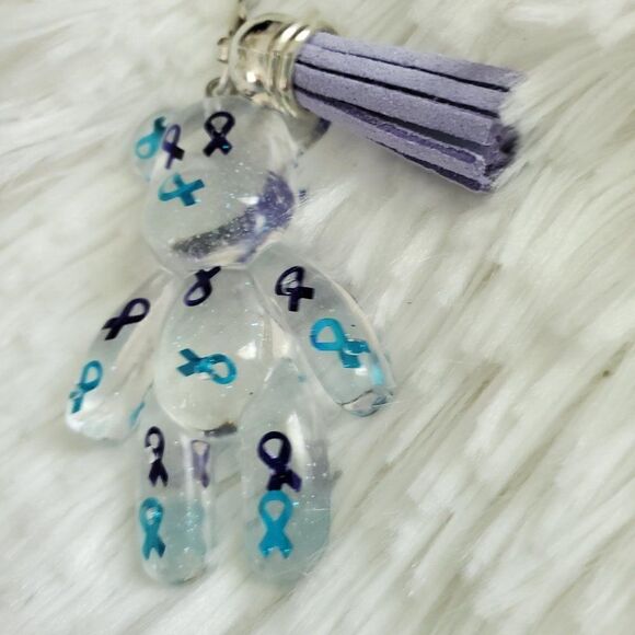Suicide Awareness Ribbon Bear Keychain - Picture 3 of 8